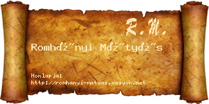 Romhányi Mátyás névjegykártya