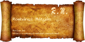 Romhányi Mátyás névjegykártya